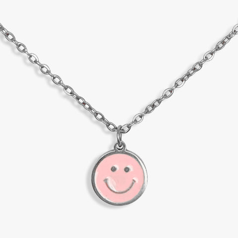 Collar Smiley Silver Pink